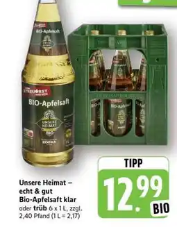 Edeka Unsere Heimat – echt & gut Bio Apfelsaft Angebot