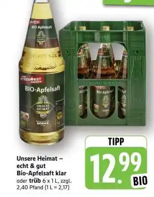 Edeka Unsere Heimat – echt & gut Bio Apfelsaft Angebot