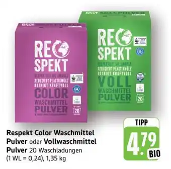Edeka Respekt Color Waschmittel Pulver oder Vollwaschmittel Pulver Angebot
