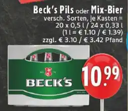 Edeka Beck's Pils oder Mix-Bier Angebot