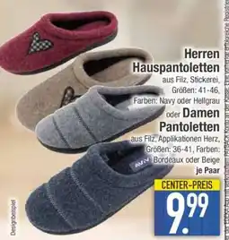 Edeka Herren Hauspantolette oder Damen Pantolette Angebot