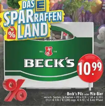 Edeka Beck's Pils oder Mix-Bier Angebot