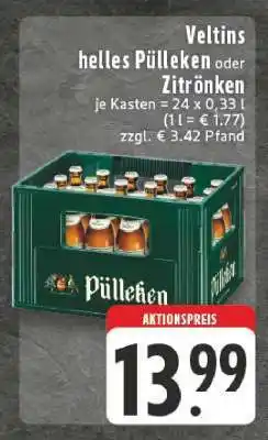 Edeka Veltins helles Pülleken oder Zitrönken Angebot