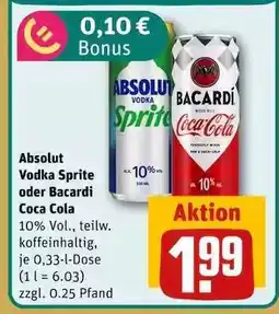 REWE Absolut Vodka Sprite oder Bacardi Coca Cola Angebot