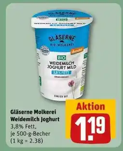 REWE Gläserne Molkerei Weidemilch Joghurt Angebot