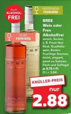 Kaufland BREE Wein oder Free Alkoholfrei Angebot