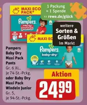 REWE Pampers Baby Dry Maxi Pack Pants Angebot