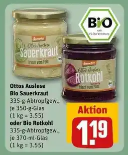 REWE Ottos Auslese Bio Sauerkraut oder Bio Rotkohl Angebot