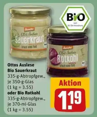 REWE Ottos Auslese Bio Sauerkraut oder Bio Rotkohl Angebot