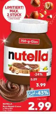 Kaufland NUTELLA Nuss-Nugat-Creme je 750-g-Glas Angebot