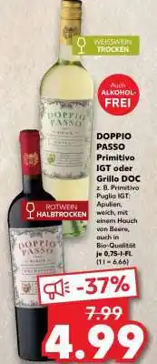 Kaufland DOPPIO PASSO Primitivo IGT oder Grillo DOC Angebot
