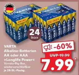 Kaufland VARTA Alkaline-Batterien AA oder AAA Longlife Power Angebot