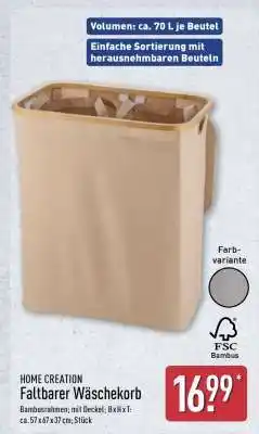 Aldi Nord HOME CREATION Faltbarer Wäschekorb Angebot