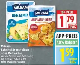 Edeka Milram Schnittkäsescheiben oder Reibekäse Angebot