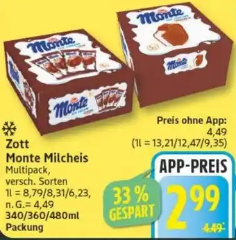 Edeka Zott Monte Milcheis Angebot