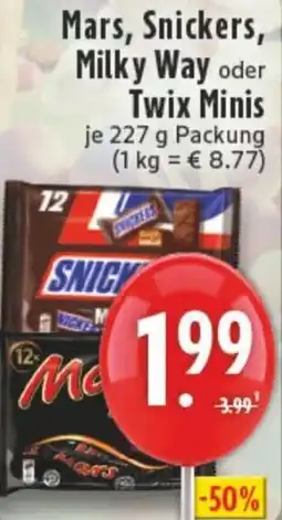 Edeka Mars, Snickers, Milky Way oder Twix Minis Angebot