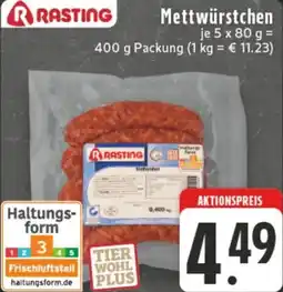Edeka RASTING Mettwürstchen Angebot