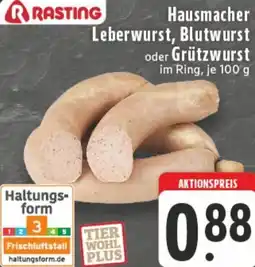 Edeka RASTING Hausmacher Leberwurst, Blutwurst oder Grützwurst Angebot