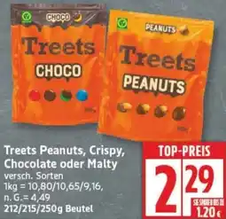 Edeka Treets Peanuts, Crispy, Chocolate oder Malty Angebot