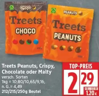 Edeka Treets Peanuts, Crispy, Chocolate oder Malty Angebot