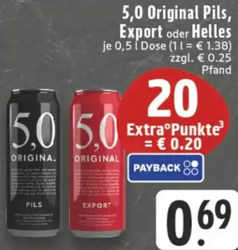 Edeka 5,0 Original Pils, Export oder Helles Angebot