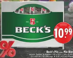 Edeka Beck's Pils oder Mix-Bier Angebot