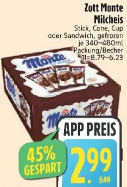 Edeka Zott Monte Milcheis Angebot