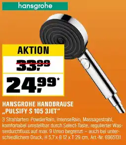 OBI HANSGROHE HANDBRAUSE ,,PULSIFY S 105 3JET" Angebot