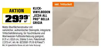 OBI KLICK- VINYLBODEN ,,EC04 ALL PRO" BELLA GRIGIA Angebot
