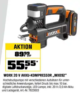 OBI WORX 20 V AKKU-KOMPRESSOR ,,WX092" Angebot