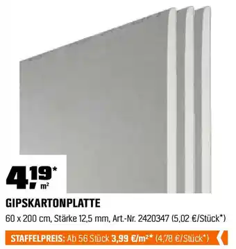 OBI GIPSKARTONPLATTE Angebot