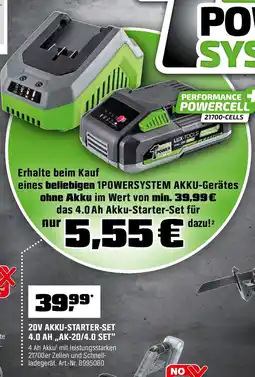 OBI LUX TOOLS 20V AKKU-STARTER-SET 4.0 AH,,AK-20/4.0 SET" Angebot