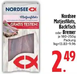Edeka Nordsee Matjesfilets, Backfisch oder Bremer Angebot