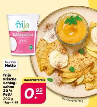 NETTO frija Frische Schlagsahne 30 % Fett Angebot