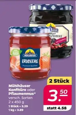 NETTO MÜHLHÄUSER Konfitüre oder Pflaumenmus Angebot