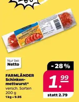 NETTO FARMLÄNDER Schinkenmettwurst Angebot