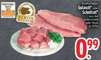Edeka Strohschwein Gulasch oder Schnitzel Angebot