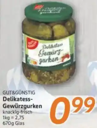 inkoop GUT&GÜNSTIG Delikatess Gewürzgurken Angebot