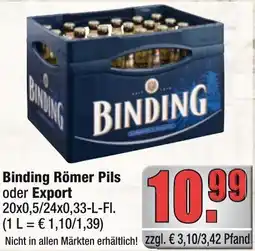 Profi Getränke Binding Römer Pils oder Export Angebot