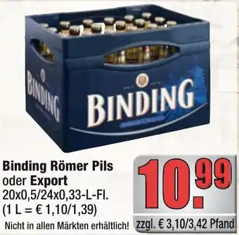 Profi Getränke Binding Römer Pils oder Export Angebot