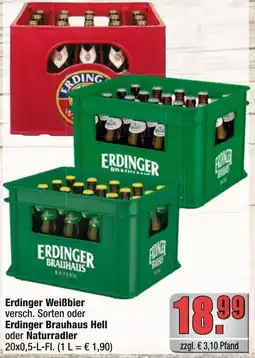 Profi Getränke Erdinger Weißbier oder Erdinger Brauhaus Hell oder Naturradler Angebot