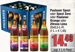 Profi Getränke Paulaner Spezi oder Spezi Zero oder Paulaner Orange oder Zitrone Limo Angebot