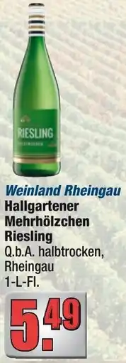 Profi Getränke Weinland Rheingau Hallgartener Mehrhölzchen Riesling Angebot