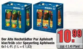 Profi Getränke Der Alte Hochstädter Pur Apfelsaft klar/trüb oder Speyerling Apfelwein Angebot