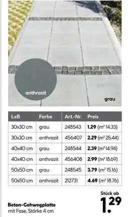 Hellweg Beton-gehwegplatte grau 30x30 cm Angebot