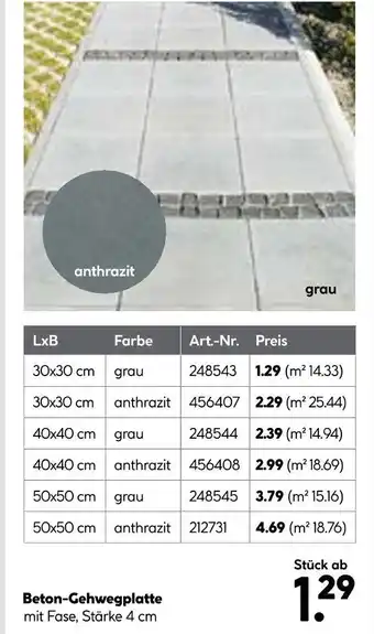 Hellweg Beton-gehwegplatte grau 30x30 cm Angebot