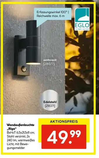 Hellweg Eglo wandaußenleuchte riga Angebot