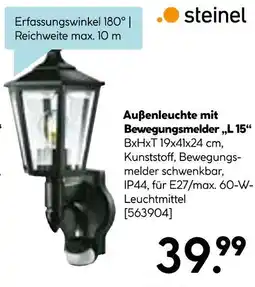 Hellweg Steinel außenleuchte mit bewegungsmelder „l 15“ Angebot
