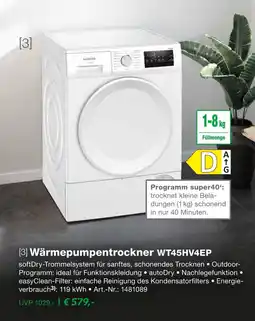 EP Siemens wärmepumpentrockner wt45hv4ep Angebot