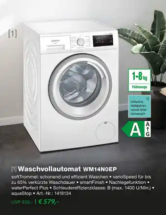 EP Siemens waschvollautomat wm14n0ep Angebot